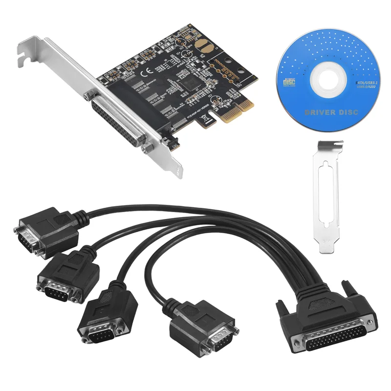 

SR-PCI-E Serial Port Card Pcie To 4 Serial Port RS232 9-Pin Industrial Control 4-Port Expansion Card AX99100 With Cable