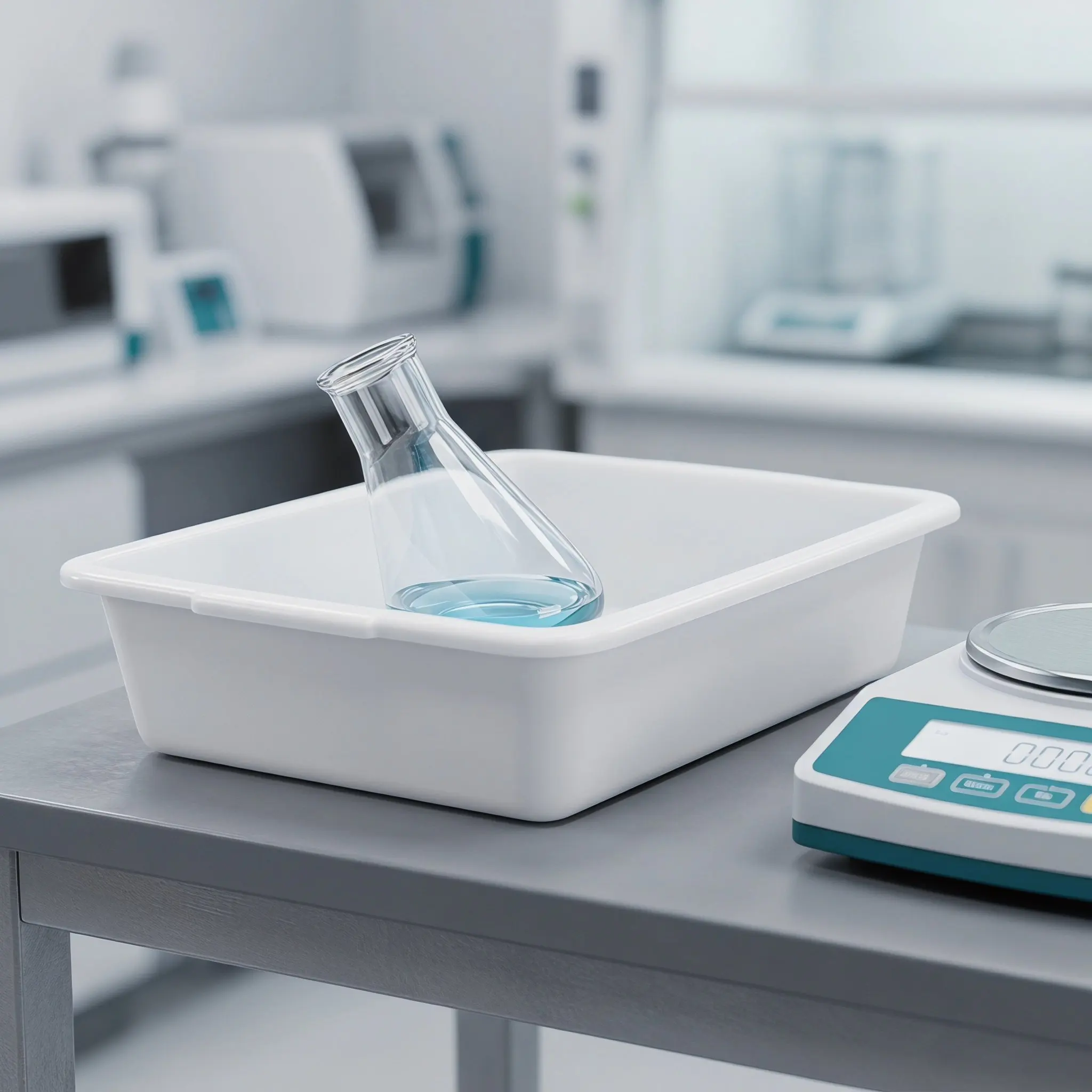 Laboratory Plastic Trays 2 Pack White Rectangular Chemical Spill Protection Sample Holders