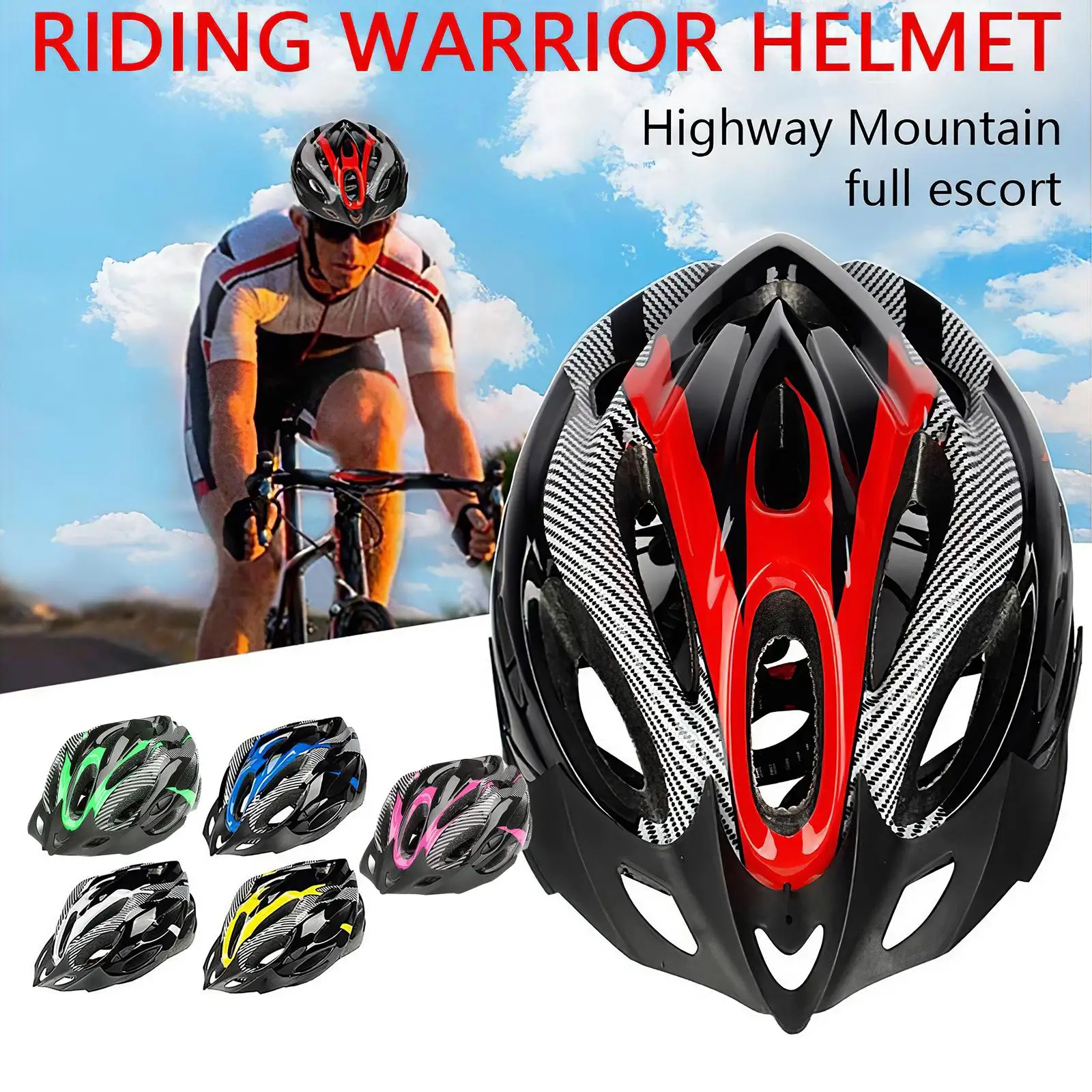 Adults Cycling Hat Helmet Bike Helmet Adjustable Riding Helmet 65cm with Visor Anti-impact EPS Cycling Headgear