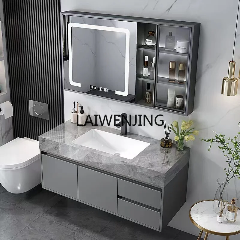 MJY light luxury rock slab seamless connection ceramic bathroom cabinet combination