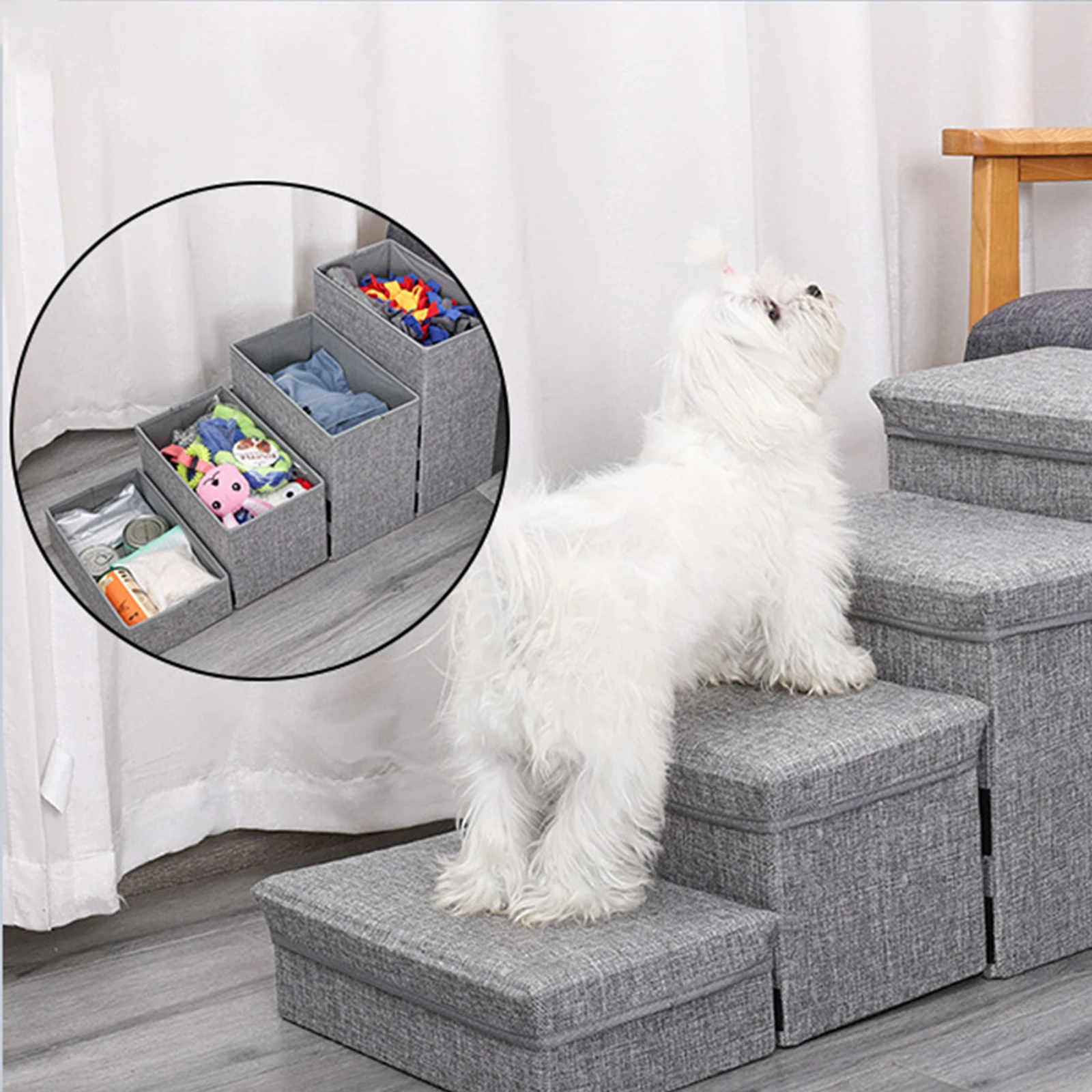 Dog Stairs Ladder Pet Steps Climbing Pet Supplies Dog Ramp Puppy Stairs Dog Climbing Ladder Folding Pet Steps for Indoor Dogs