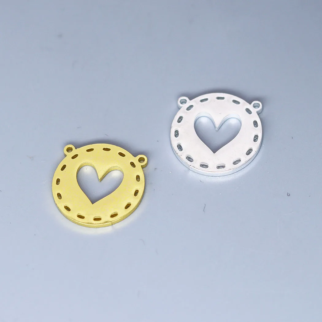 5pcs/lot Round Love Heart Kawaii Charms Connector for Jewelry Making Fit Charm Bracelet Necklace Pendant DIY Crafts Supplier