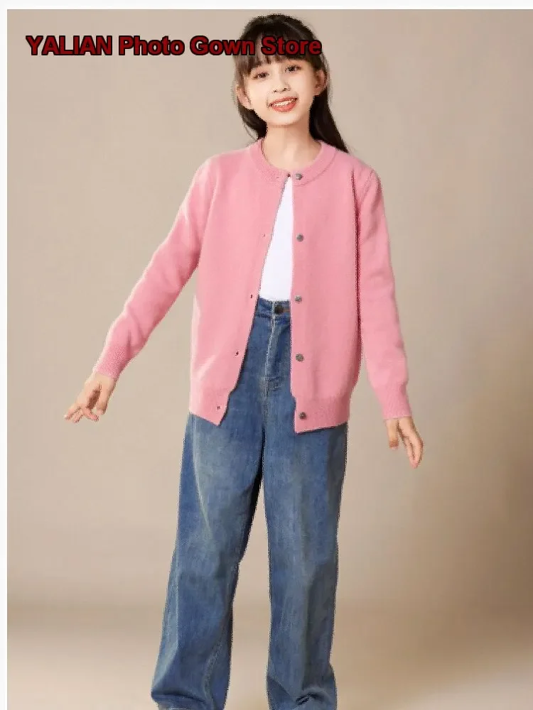 Girls Winter Jacket 2026 Wool College Style Knit Top Warm for Older Kids