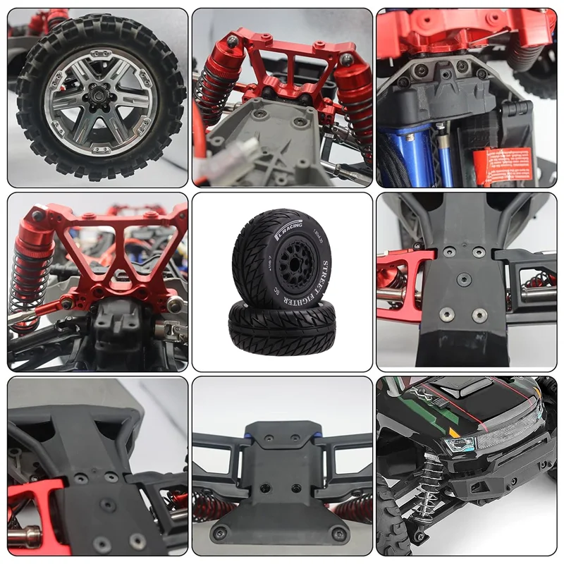 AB43-4Pcs 110 مللي متر 1/10 دورة قصيرة إطارات شاحنات عجلة الإطارات مع 12 مللي متر عرافة ل سلاش Arrma Senton Huanqi 727 Vkar 10Sc Rc سيارة