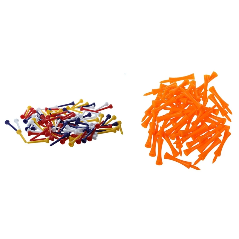 100Pcs 49Mm Color Mixed Plastic Golf Tees & 50Pcs 70Mm Big Castle Golf Tees (Orange)