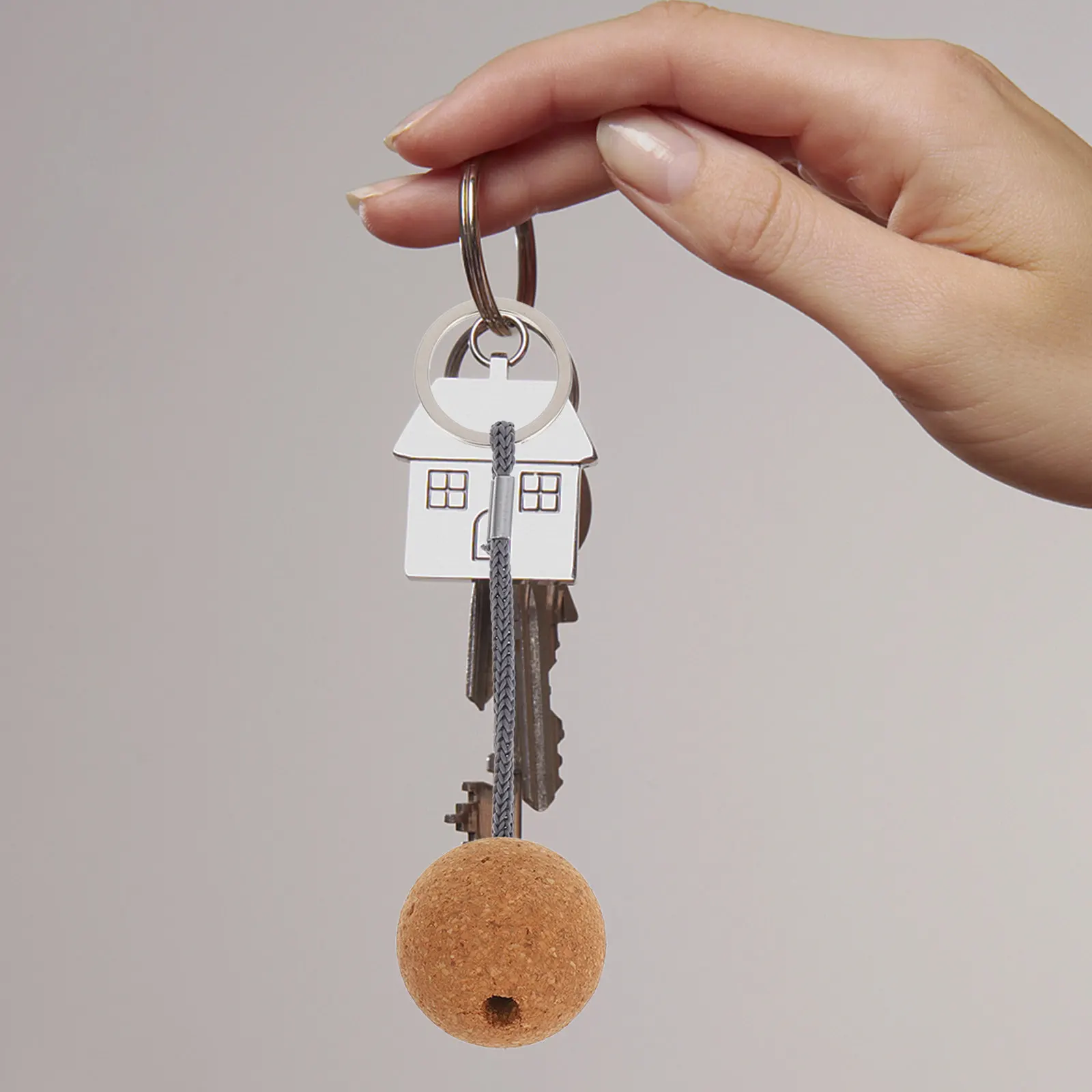 2Pcs Creative Floating Cork Ball Keychain Buoyant Key Ring Kayaking Boating Fishing Surfing Sailing Water Sports Portable Float
