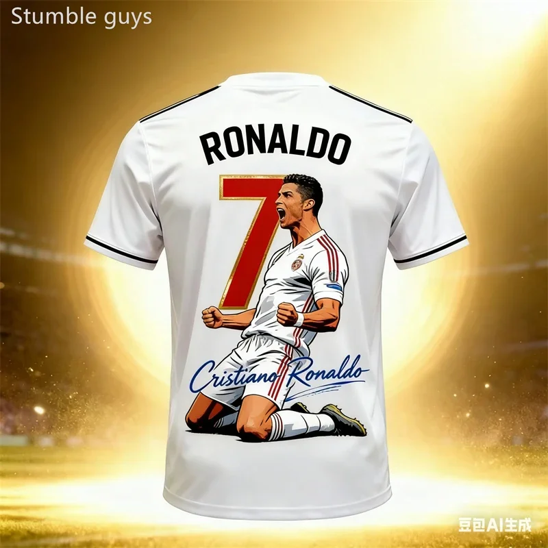 Camiseta Deportiva de Fútbol para Hombre Ronaldo # 7 Camisetas de Fútbol Transpirables de Secado Rápido para Niños, Ropa Deportiva para Niños