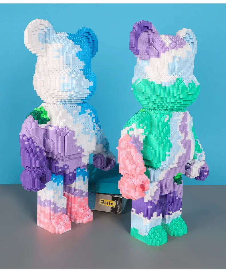55cm Sea View Violence Bear Toy Lovely Assemble Particles DIY Assembly Painting Bear 3D Model Children\'s Toys Birthday Xmas Gift