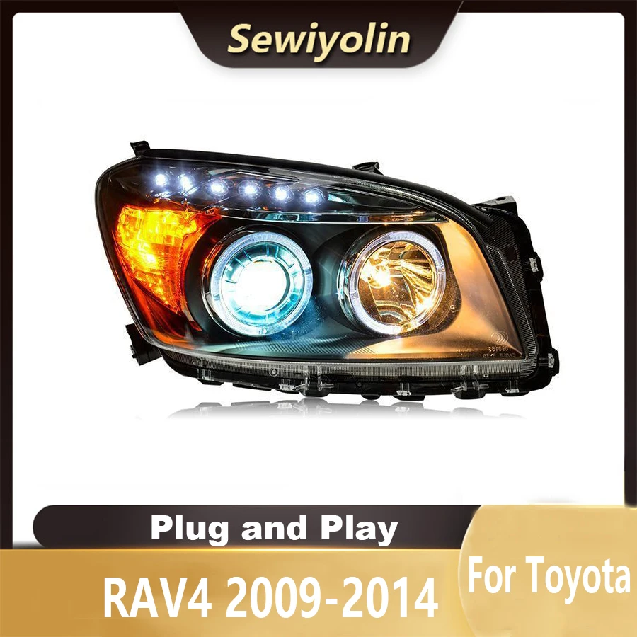 For Toyota RAV4 2009-2014 Car LED Headlight Auto Head lamp Reverse Brake Fog Front lights DRL Plug and Play IP67 2pcs/Set