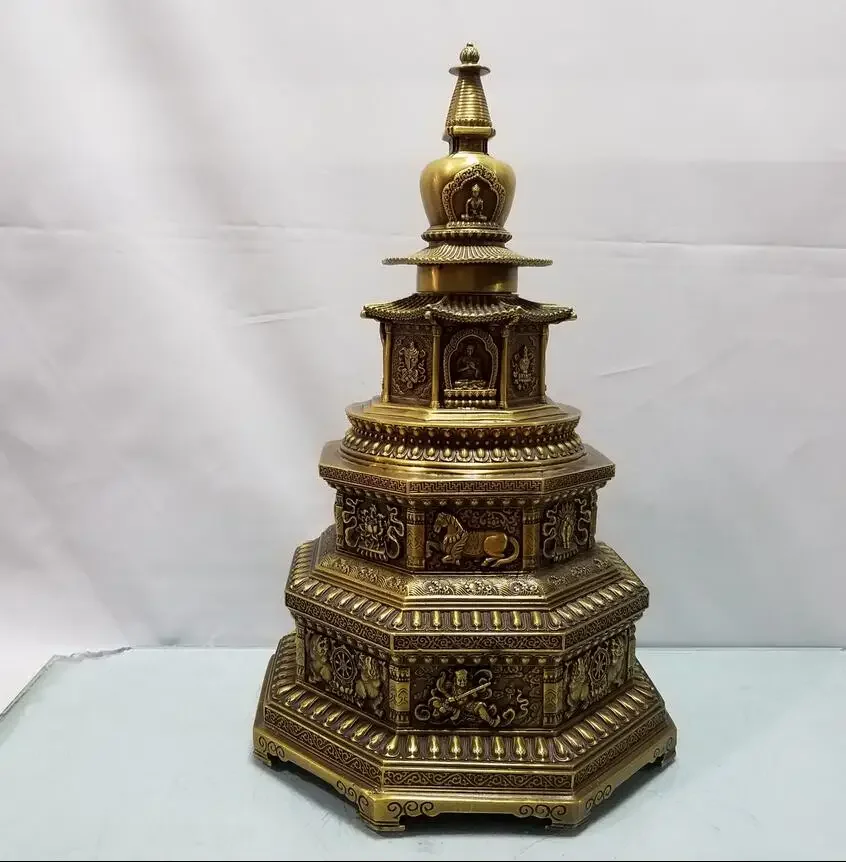 

Pure copper praying tower ornaments, pagodas, Buddhist offerings, furnishings, fortune inviting, geomantic town crafts