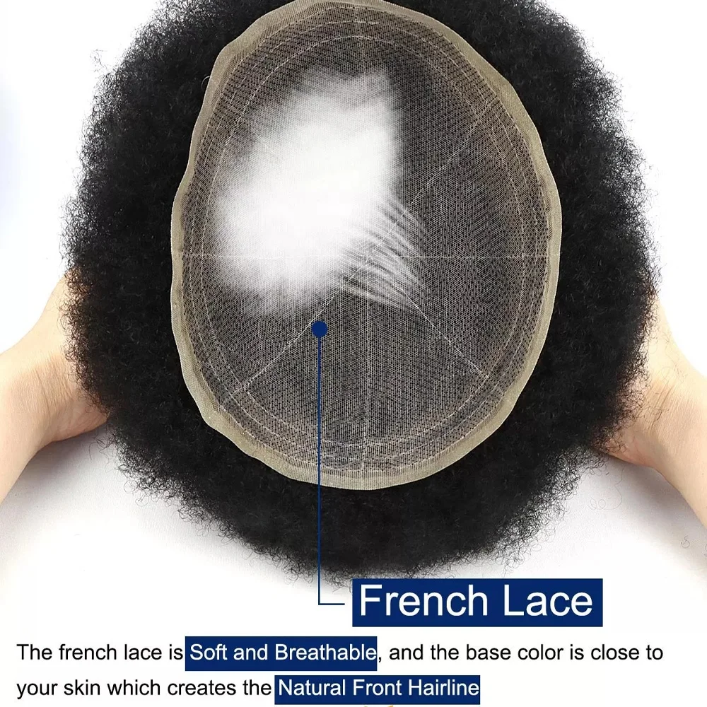 Imagem -03 - Toupee Encaracolado do Cabelo Humano para Homens Pretos Pele Completa Americano Africano Afro 8x10