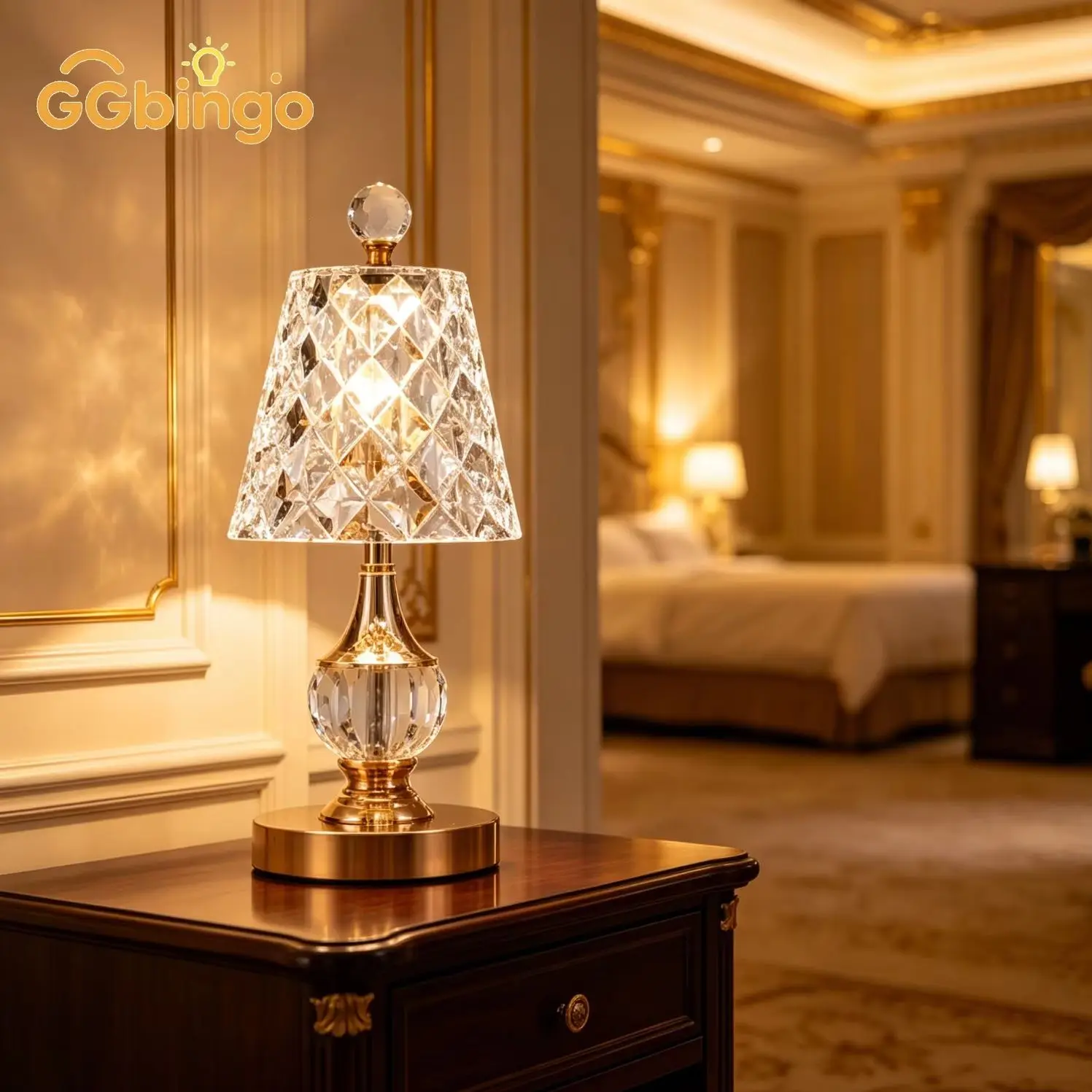 Elegant Crystal LED Desk Lamp - Luxury Bedroom Reading Side Table Light with Crystal Lampshade for Home Decor
