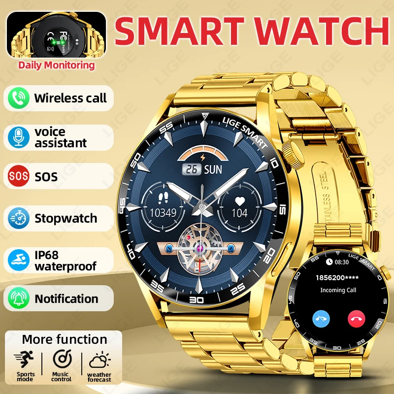 

Original LIGE Smart Watch Wireless Call Weather Forecast Magnetic Charging Waterproof Music Control Men smart watch Android IOS