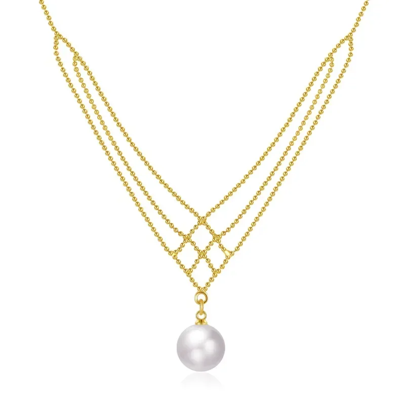 

Adjust the dazzling glittering gold ball lace necklace, knitted gold sleeve necklace, sweater chain