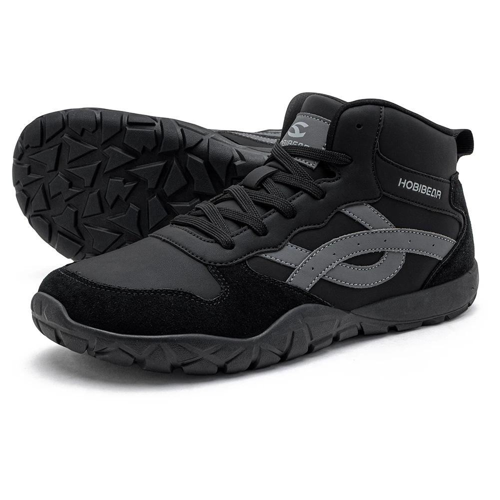 HOBIBEAR Mid-Top Wanderstiefel mit breiter Passform, Unisex Outdoor-Wanderschuhe, Kunstleder, rutschfeste Trailrunning-Knöchelschuhe