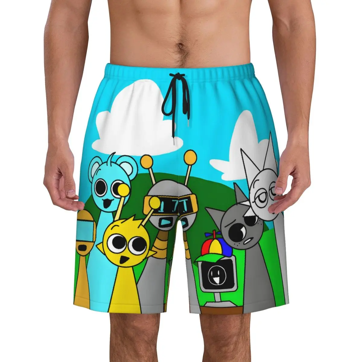 

Custom Cartoon Sprunkis Swim Trunks Mens Quick Dry Board Shorts Swimwear Suits Boardshorts