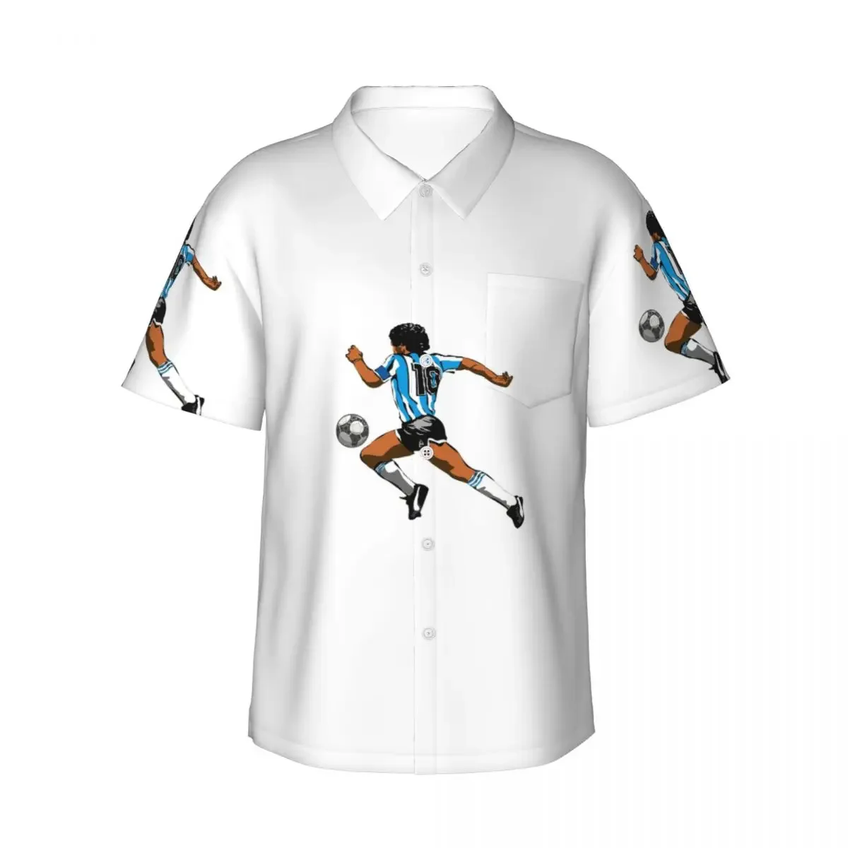 

El Diego_41 Maradona Argentina Soccer Men's Shirts Hawaiian Short Sleeve Shirt Funny Button Tops for Summer Beach