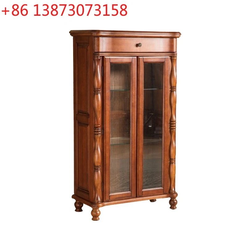 

Американский двухдверный настенный винный шкаф из массива дерева