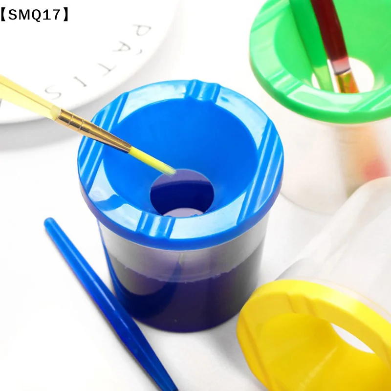 Painted Art Pen Washing Cup Plastic Transparent Multifunctional Pen Washing Bucket Watercolor Paint Painting Washing Cup【SMQ】