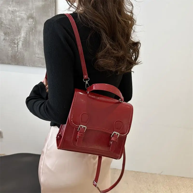 Red Fashionable Versatile Women's Backpack 2026 New College Style Handbag Travel Shoulder Bag Hobo Bag Daily Use