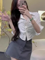 Women's Shirt And Blouse Button Up Thin Style Sexy Simple Cheap Female Tops Stylish Offer Premium Elegant Luxury Korean Xl