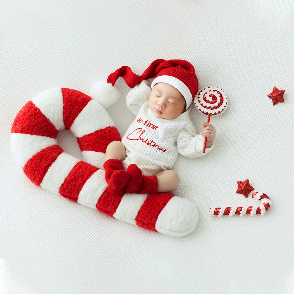 عيد الميلاد الطفل صور الدعائم جمع سانتا قبعة رقيق الأبيض ثلج نمط زي عيد الميلاد ديكور للطفل التصوير استوديو الدعائم