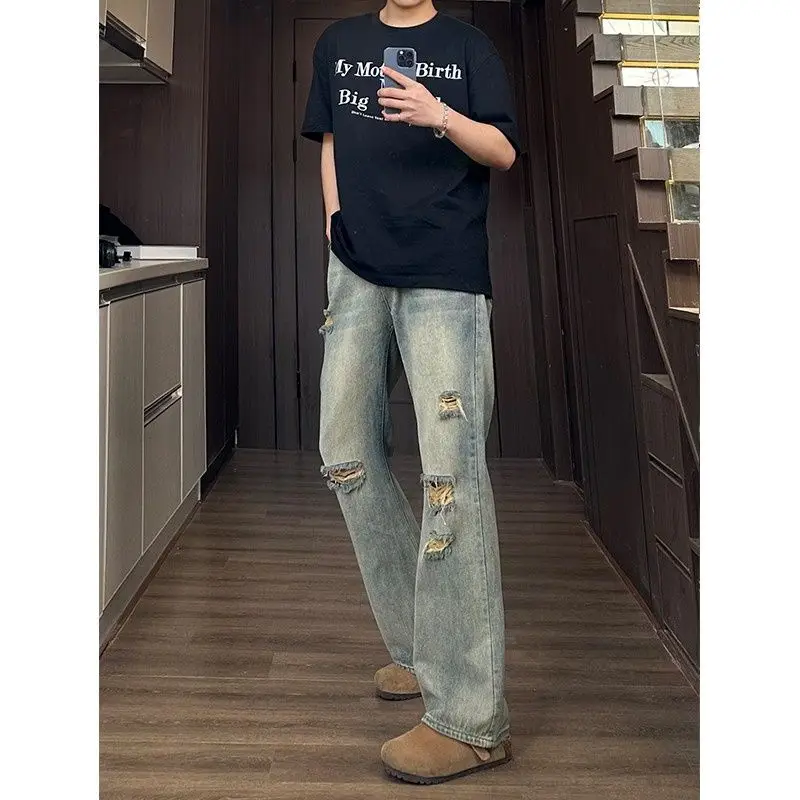 Loose Straight Leg Men's Jeans Casual Workwear Wide Leg Long Trousers for Men Spring Summer Autumn Winter Regular Fit Jeans