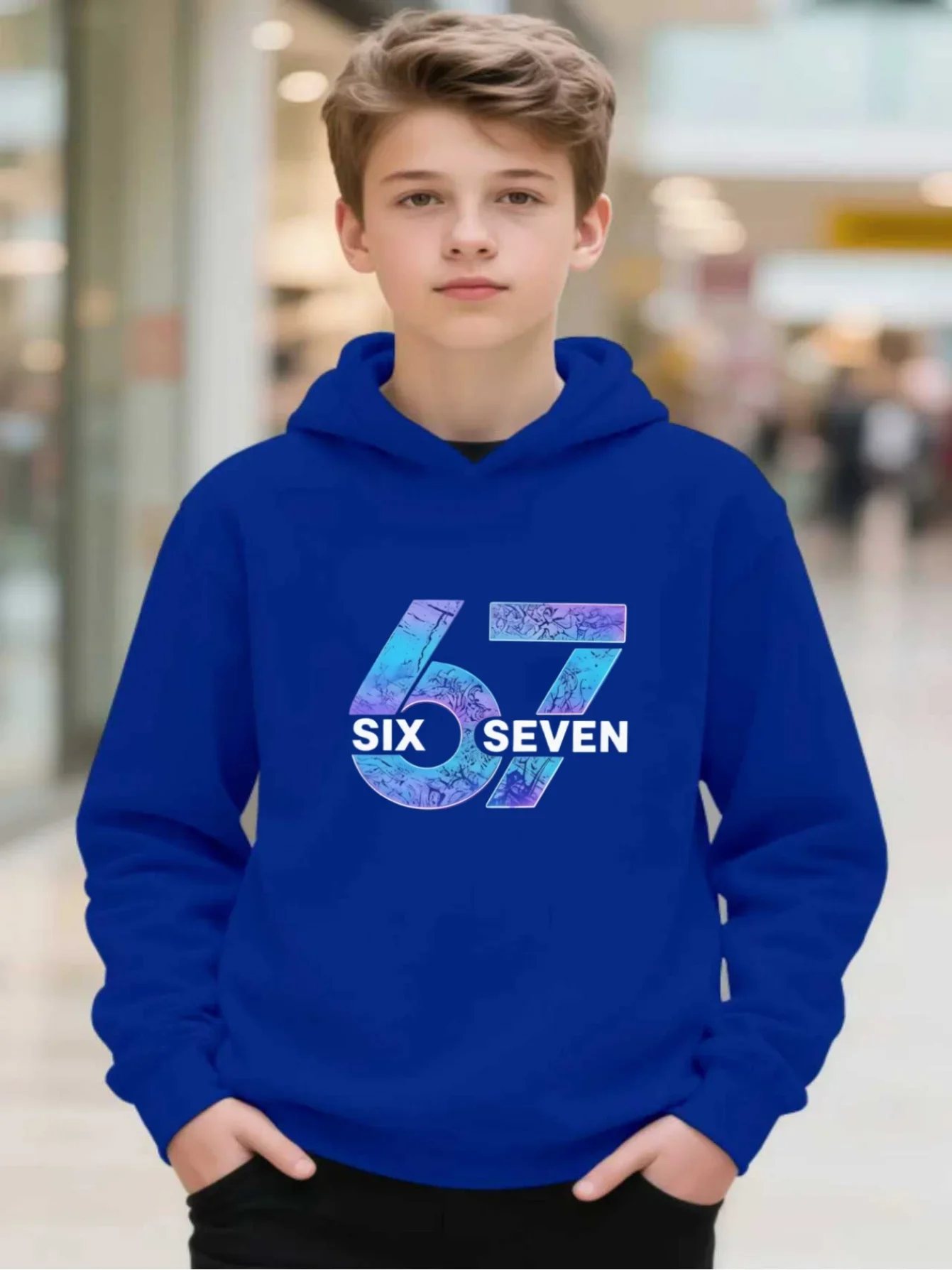 Kids Boys Girls Number 67 Graphic Hoodie Black Printed Six Seven Sweatshirt School Clothes Birthday Present Autumn Tops
