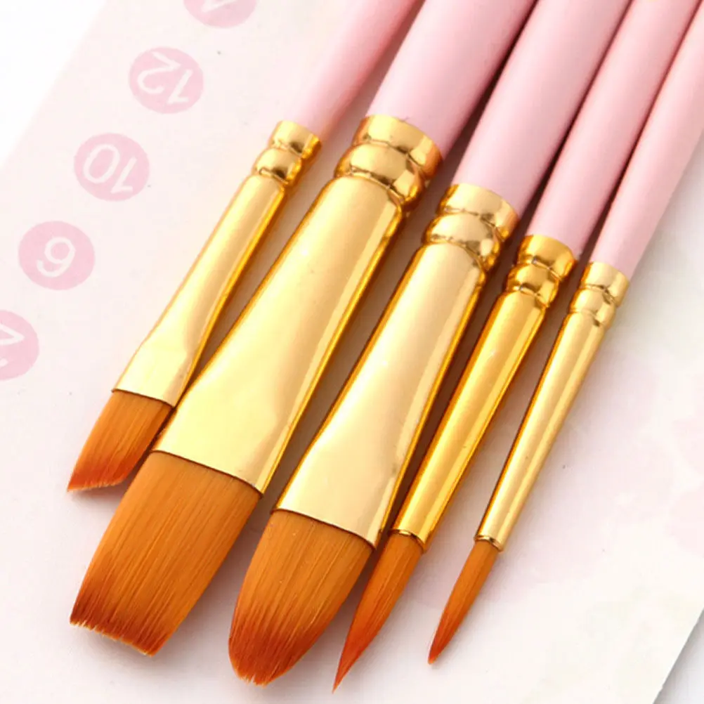 10Pcs Multipurpose Paint Brushes Nylon Bristles Natural Wood Handle Ideal for Watercolor Oil Acrylic Gouache Art Projects