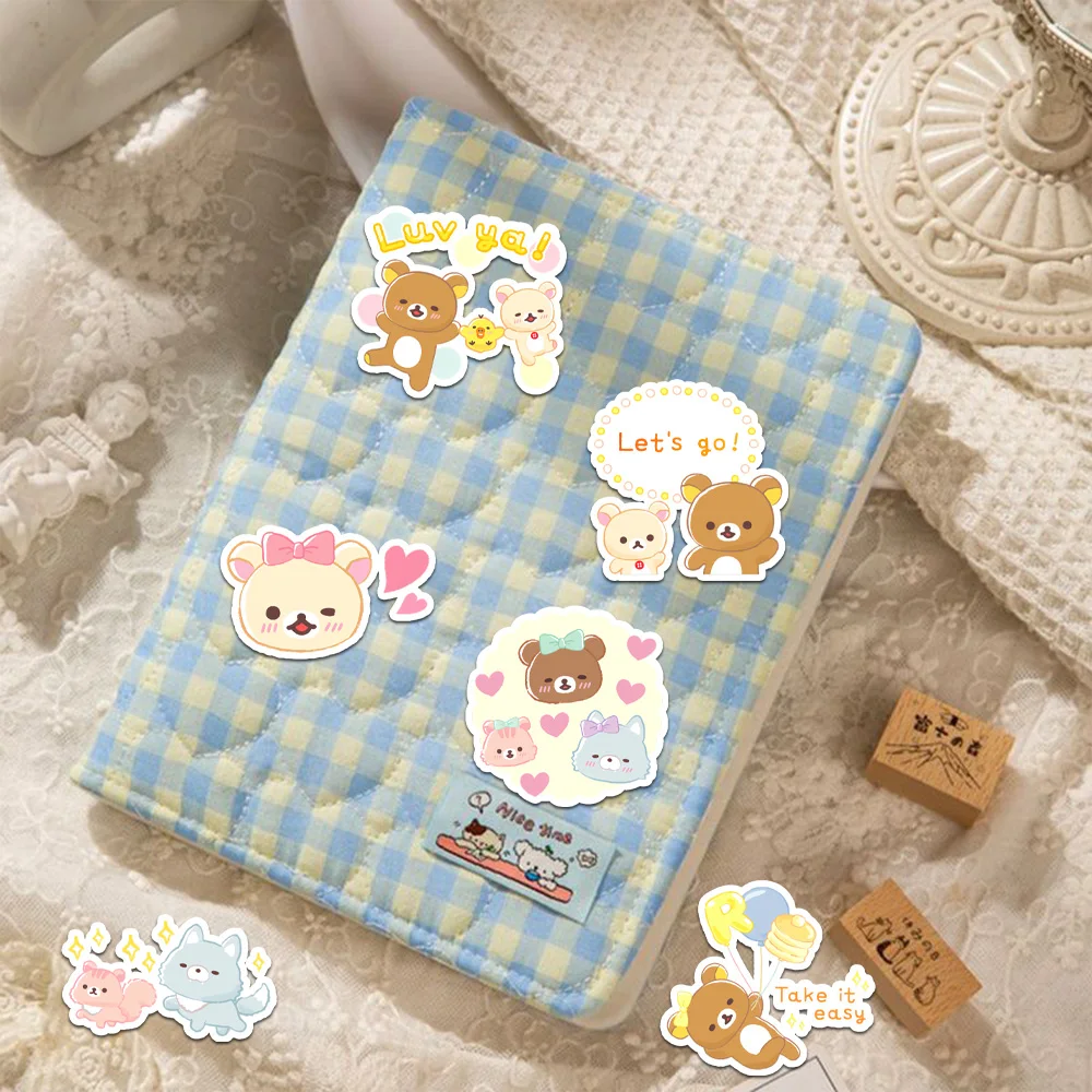 Usasabe Relax Bear Tiny Stickers Superdickes Selbstklebendes Aufkleber-Set für Tagebücher, Hochauflösendes Sticker-Paket – Detail 7