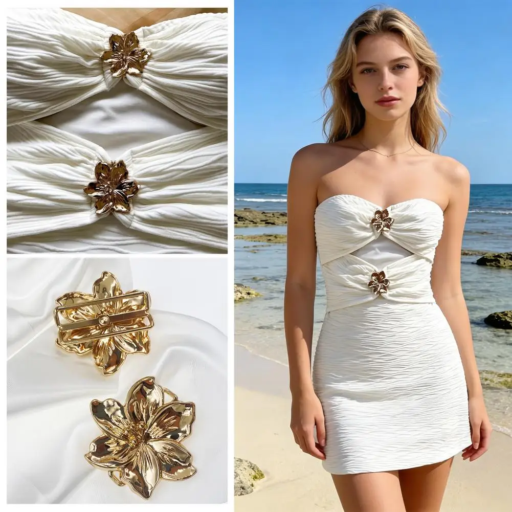 Bikini Closure Metal Flower Shape Buckle Bikini Fastener Chest Closure Connector For Bikini Girls Costume Accessory Adjustable