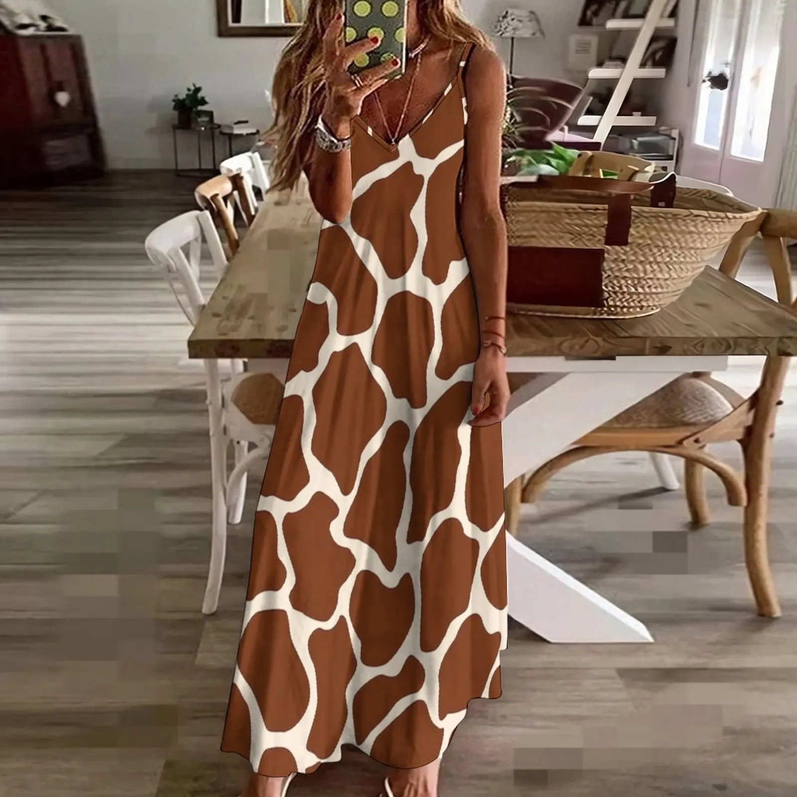 Giraffe Animal Print Africa And Safari Style Sleeveless Dress Dresses dresses women summer 2023