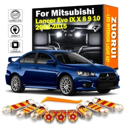 ZUORUI 8Pcs Canbus LED Interior Map Light Kit For Mitsubishi Lancer Evo IX X 8 9 10 2003-2013 2014 2015 Car Led Bulbs No Error