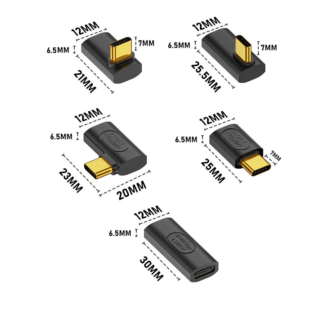 1 قطعة 240 واط USB C موسع محول 90 درجة نوع C ذكر إلى أنثى موسع OTG 40Gbps سريع محول البيانات محول محول الشحن