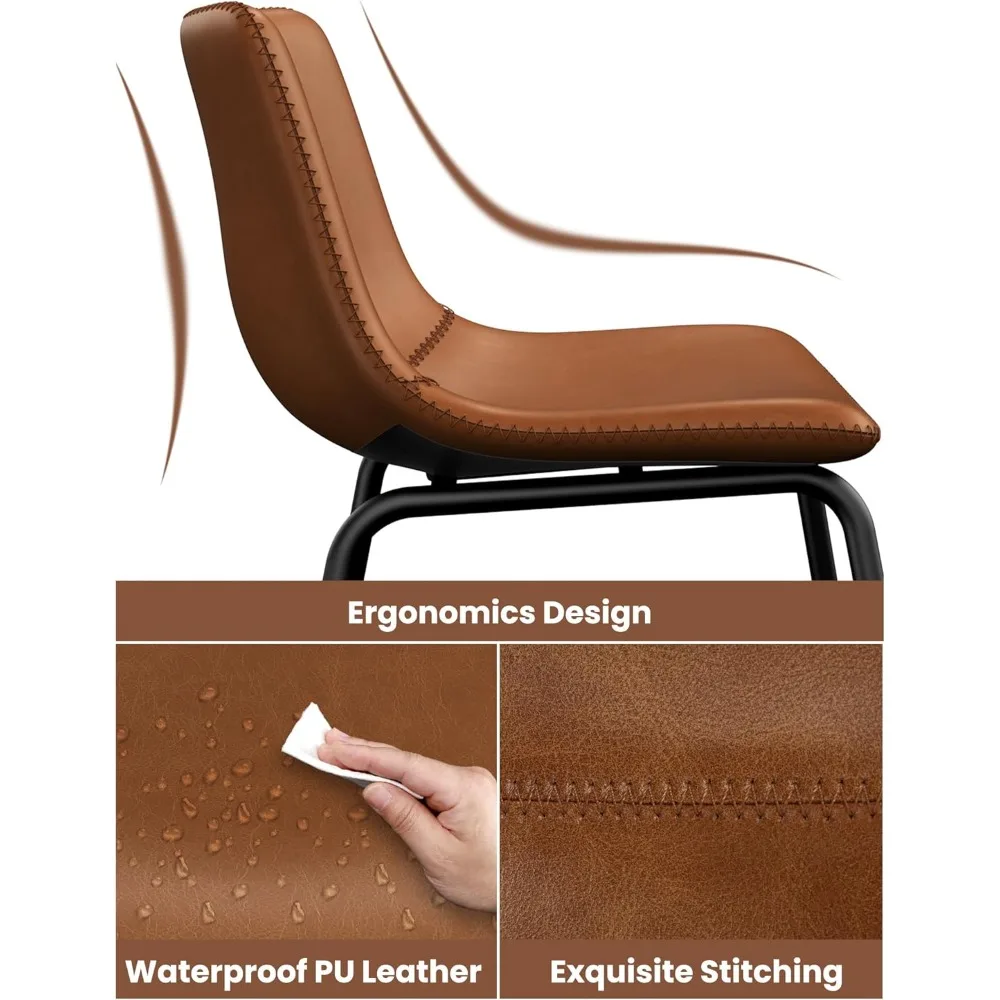 Bar Stools Set of 3, 26 Inches Counter Height Bar Stools with Back, Modern Faux Leather Barstools with Metal Legs and Footrest