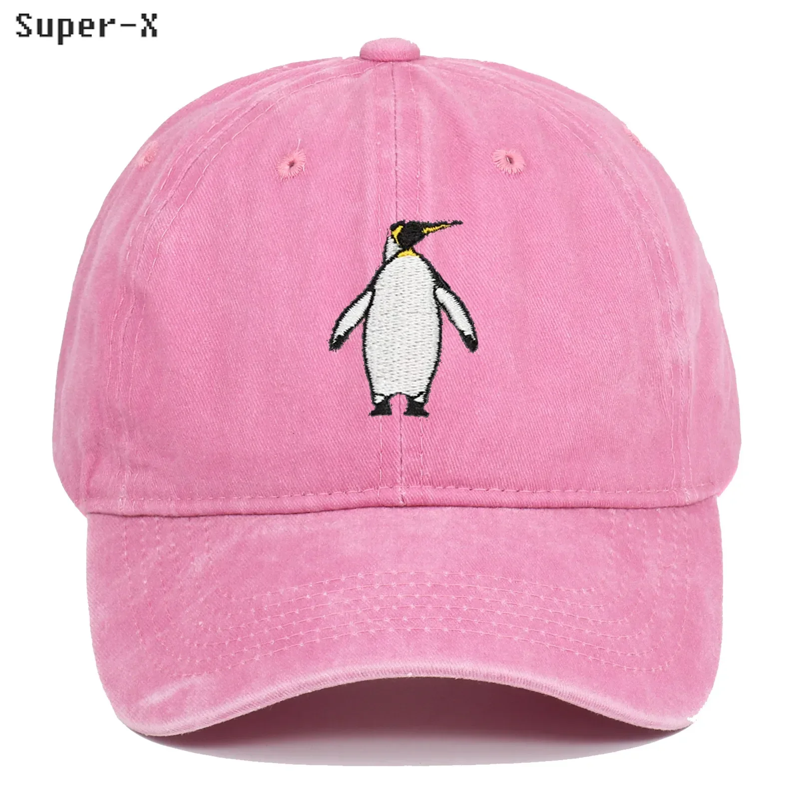 

Unisex Washed Cotton Baseball Cap Cute Penguin Embroidery Vintage Womens Mens Cap Casual Outdoor Dad Hats