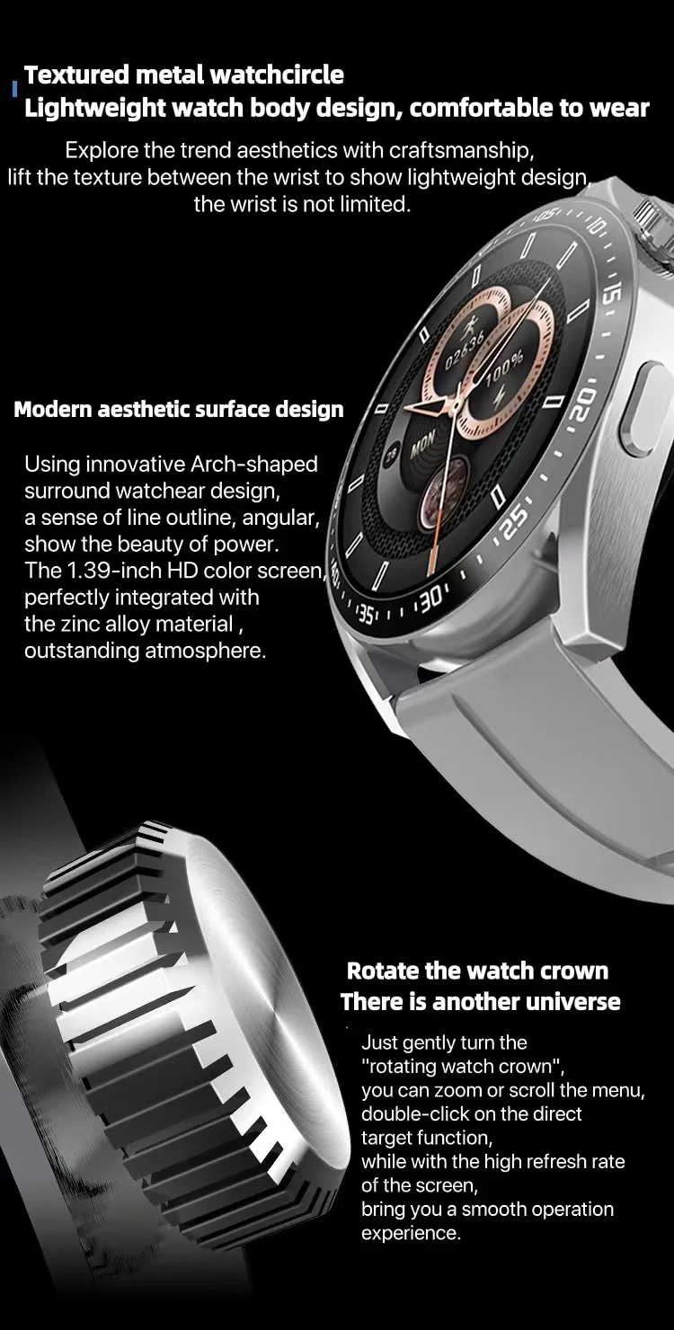 2022ของขวัญใหม่ SmartWatch เดิม HW28 NFC นาฬิกาผู้ชาย1.39นิ้วหน้าจอ HD Voice Assistant บลูทูธไร้สายชาร์จกีฬา