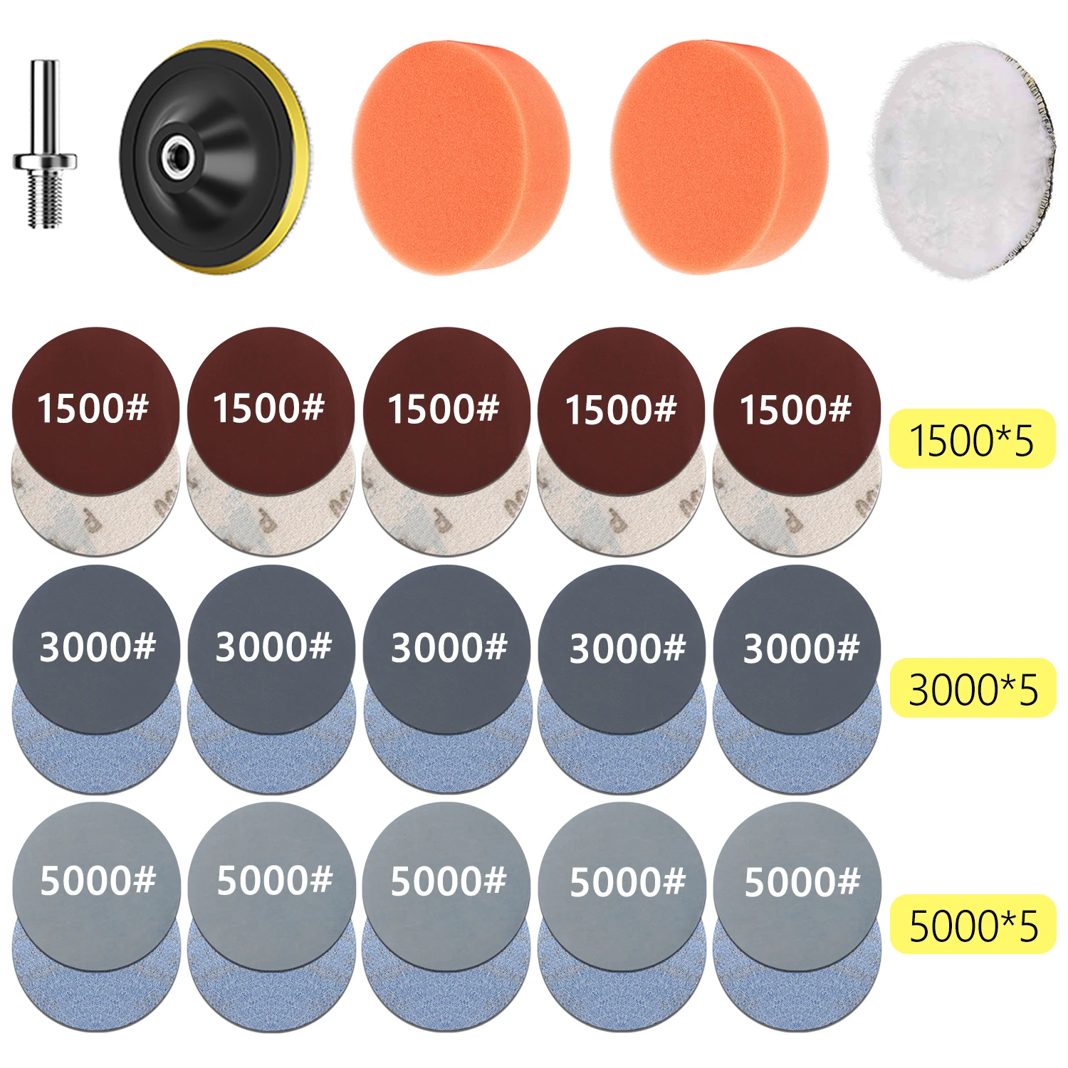 Scheinwerfer Reparatur Restaurierung Kit Auto Polieren Disc 3 zoll 75mm Auto Wachsen Schwamm Schleif Pad Mit Schleifpapier für Auto Detaillierung
