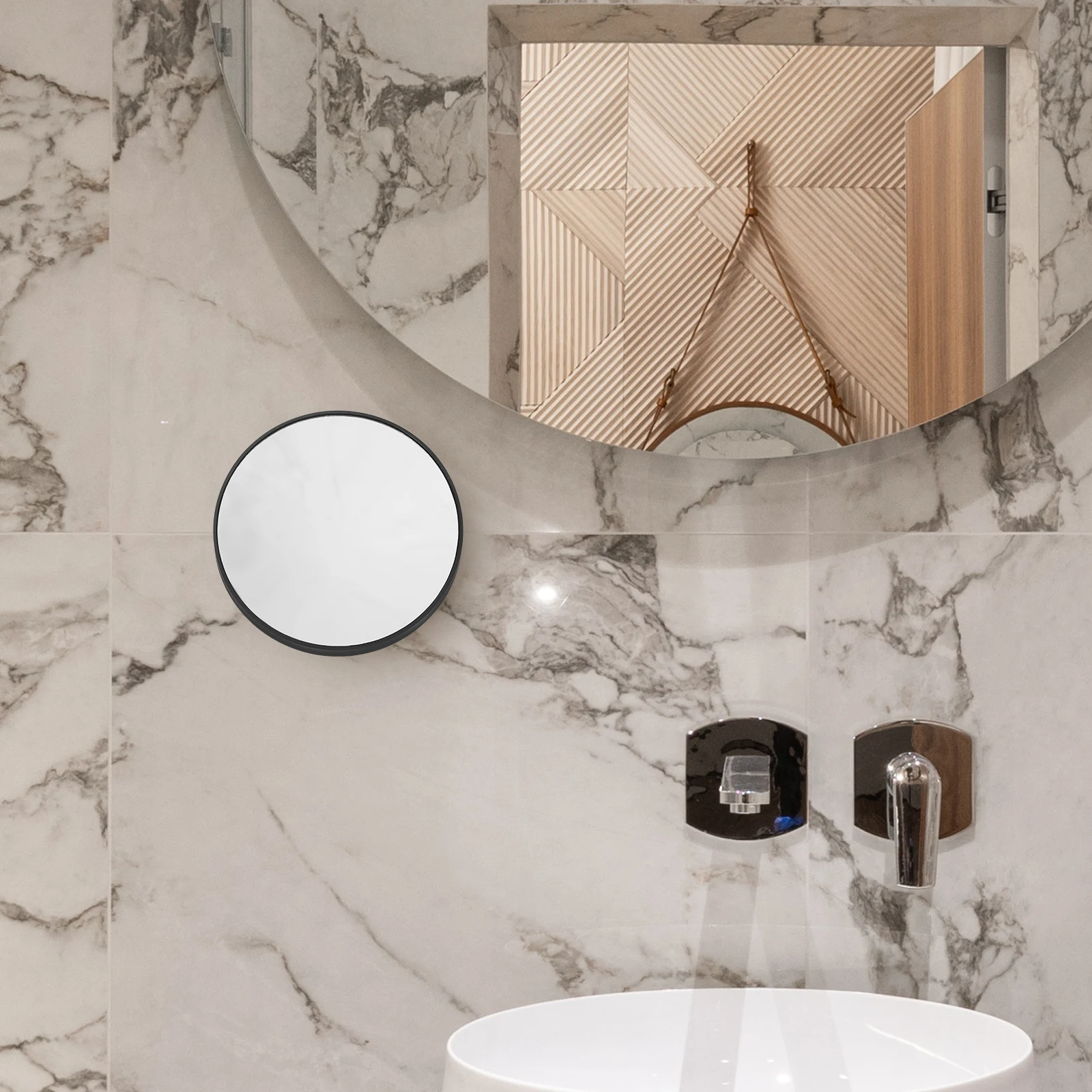 

5x Magnifying Glass Mirror 8.8cm Round Compact Makeup Mirror Small Size with 2 Suction Cups Bathroom Pocket