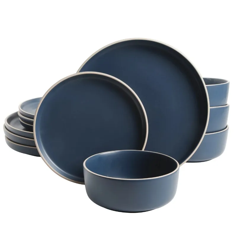 

Everyday Essential Cobalt Blue Stoneware Dinnerware Set, 12-Piece Set