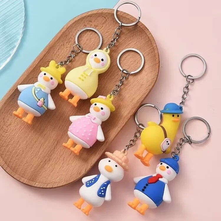 Creative Cute Cartoon Duck Keychain Fashion Kawaii Bag Pendant Key Ring for Women Girls Daily Use