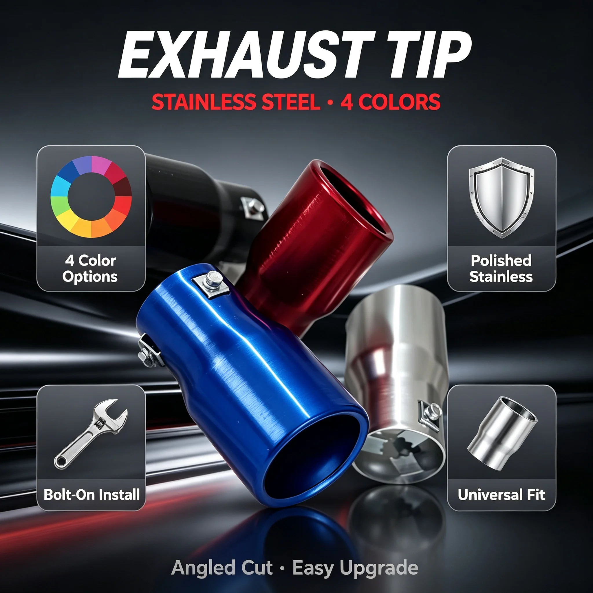 Car tail throat exhaust pipe decoration modification aluminum exhaust pipe universal 4.72inch, multi-color optional