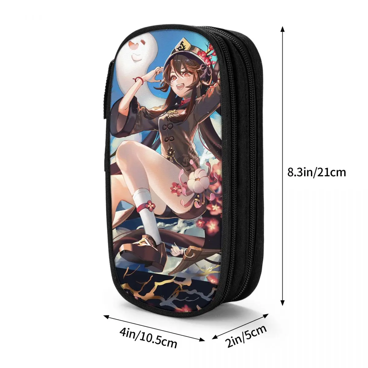 Kotak Pensil Hutao Tas Pensil Tempat Pena Anime Genshin Impact Baru Kantong Pensil Ritsleting Kantor Kapasitas Besar Anak Perempuan Laki-laki