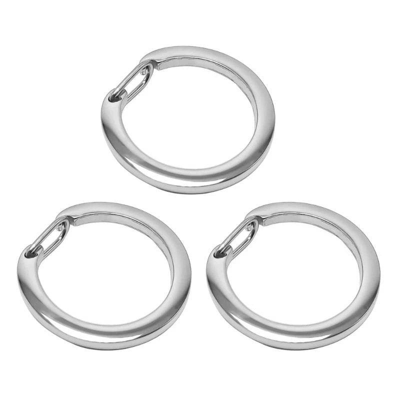 

3 Pcs Round Spring Clasp Keyring C Buckle Metal Spring Open Keychain Split Rings