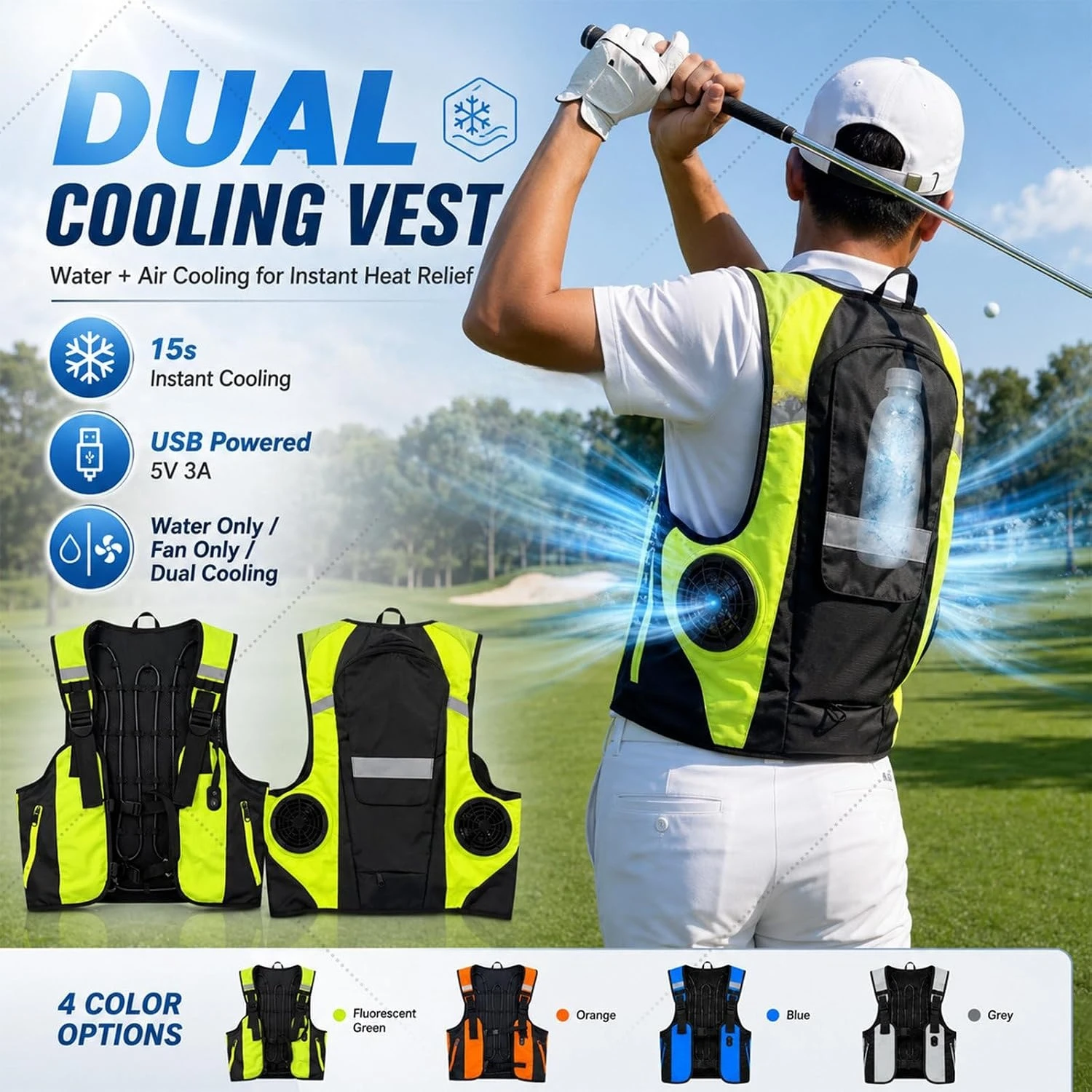 Cooling Vest Dual Cooling Jacket with Ice Pop Bags,One Size Fits Most Cooling Vests for Hiking Construction Outdoor Work