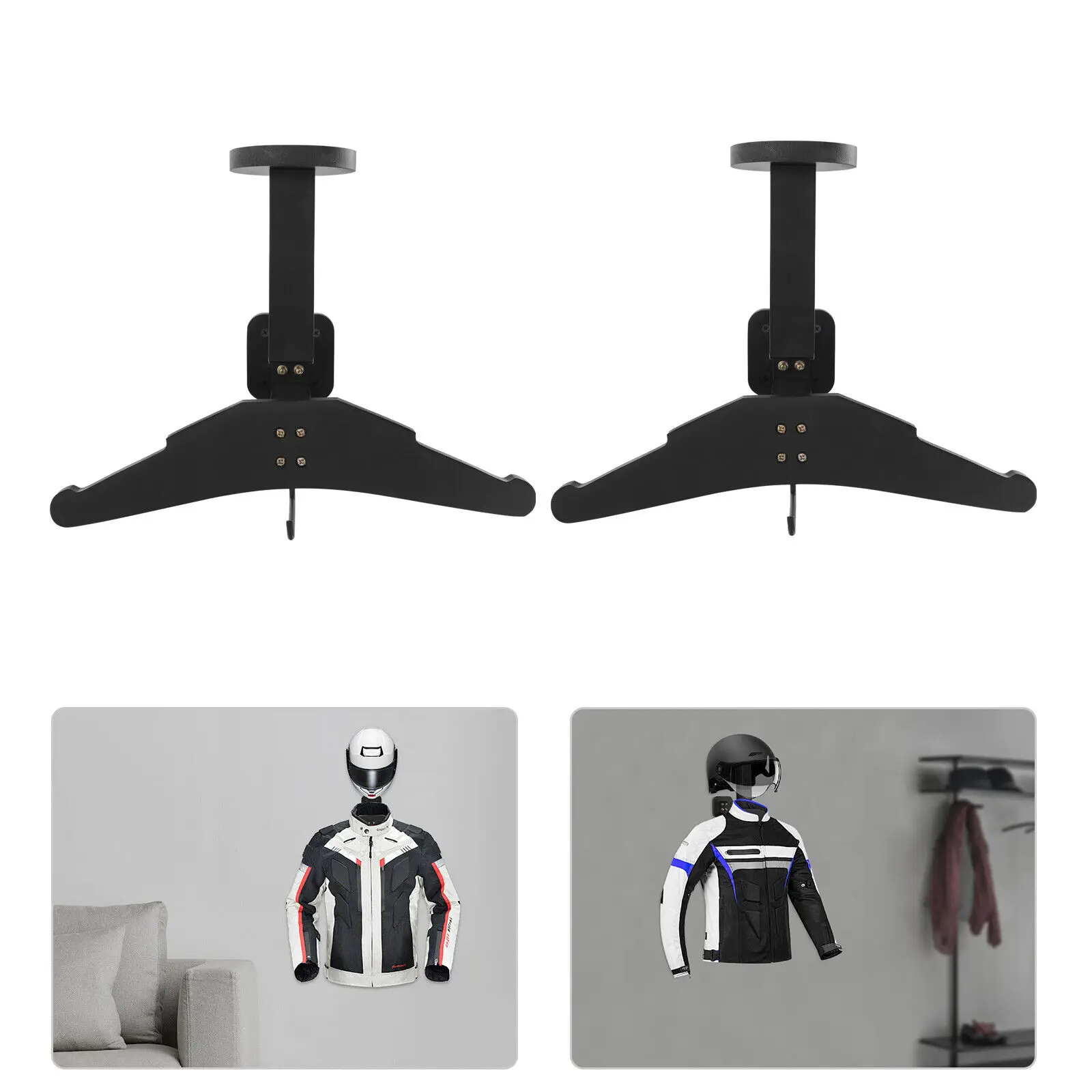 

2pcs Motorcycle Helmet Holder Hook Jacket Bag Display Rack Wall Mount Hanger