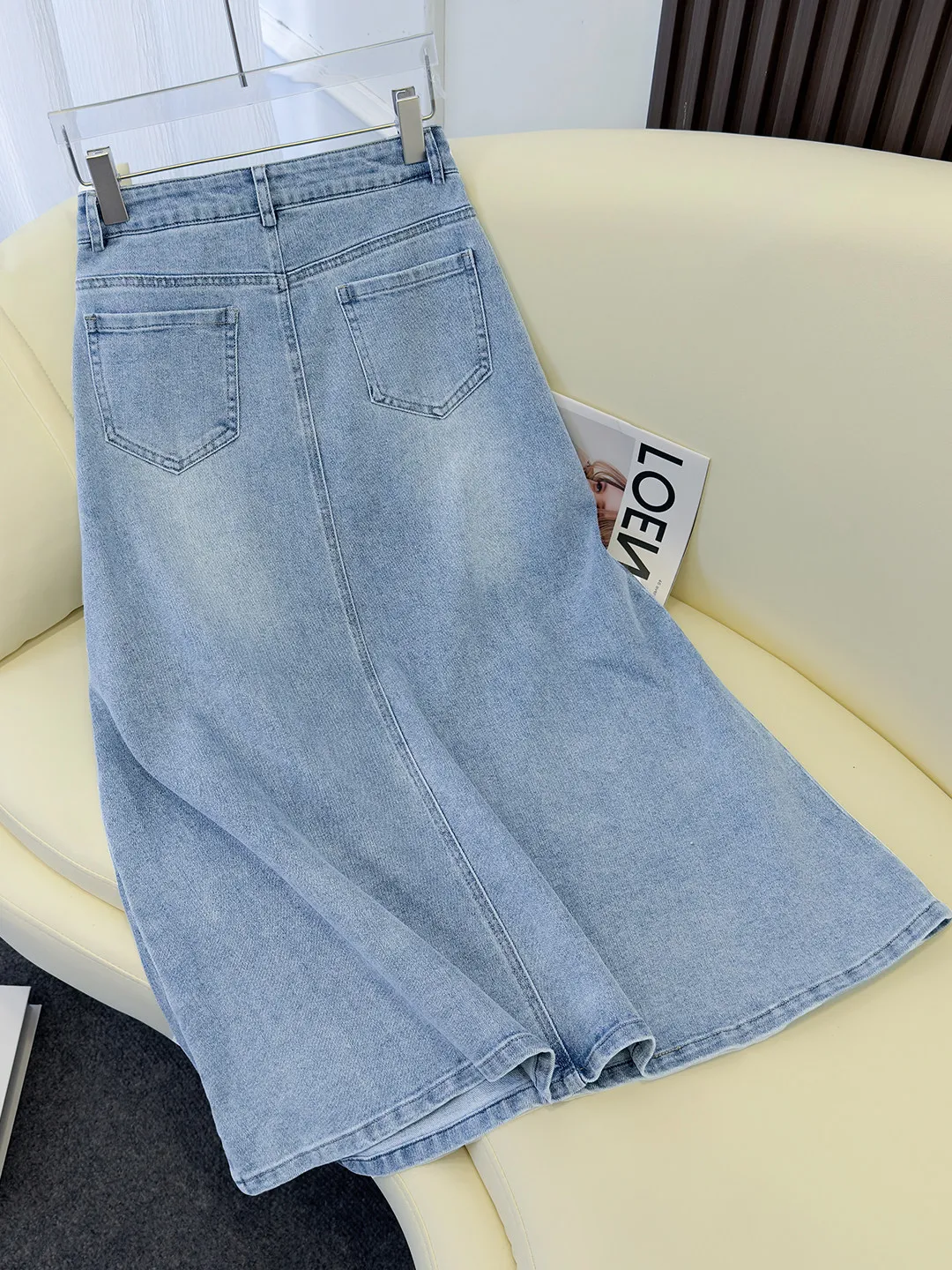 Fashionable Heavy-Duty Rhinestone Denim Half Skirt Women's A-Line Skirt High Waist Sparkling Firework Design Summer New Arrival