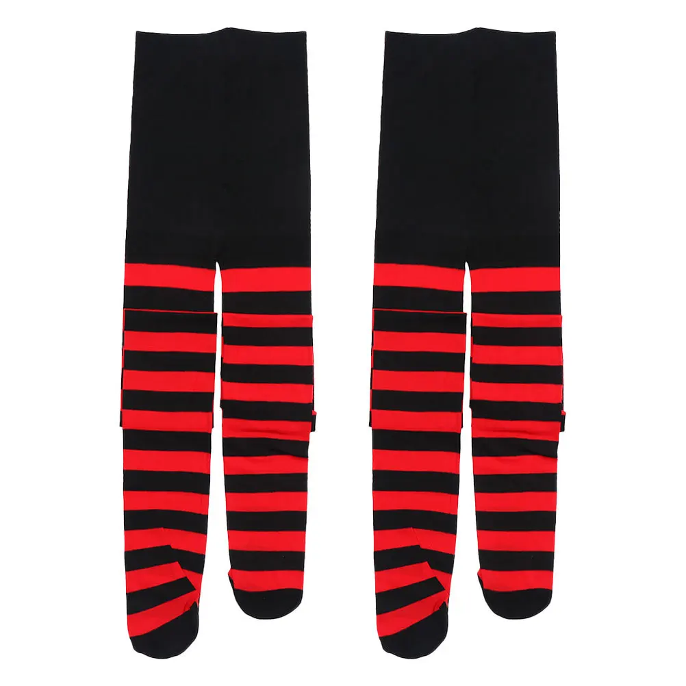 2 paia di calzini al ginocchio a righe rosse nere calze natalizie per le donne ragazze festa festiva costume cosplay inverno caldo lungo