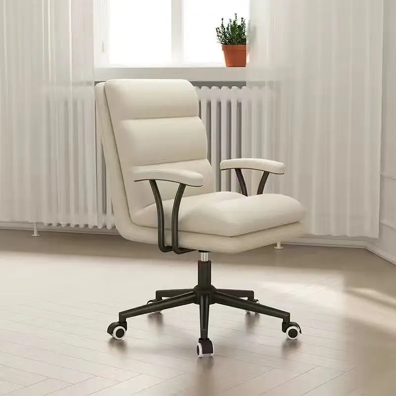 Comfortable Back Light Luxury Officestudy Bedroom Swivel Soft Leather Leisure Office Chair Home