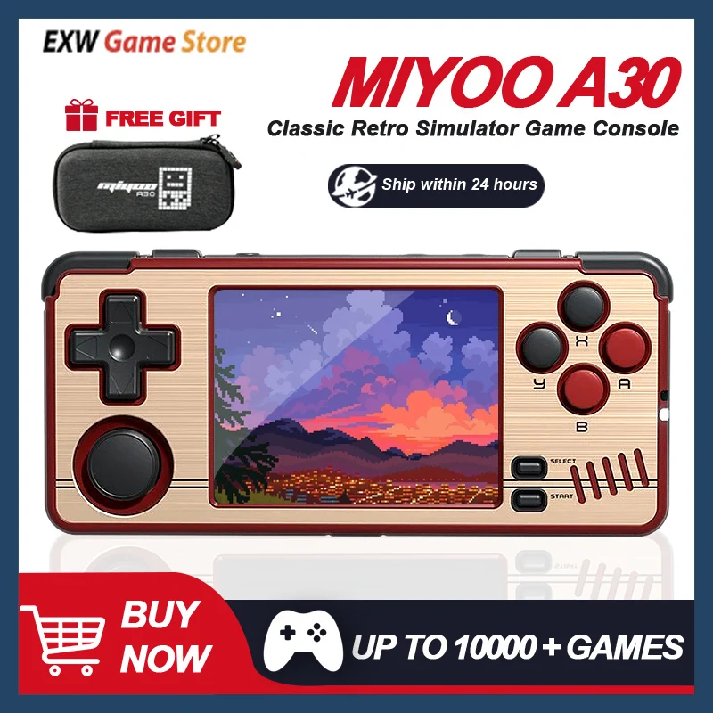 MiyooA30 Horizontal Handheld Game Console 2.8” 640*480 IPS Screen 3D Rocker WIFI Open Source Linux System Game Player Kids Gift